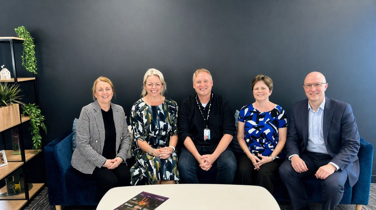 Ayshire Homes Alliance Launch Photo Left to right: Jacqueline Cameron, Group CEO of Cunninghame Housing Association; Lesley-Anne Junner, Chief Executive of Ayrshire Housing; Gary Naylor, Manging Director of Riverside Scotland; Shannon Watson, Chief Executive of Atrium Homes and Jim Munro, Chief Executive of Shire Housing Association