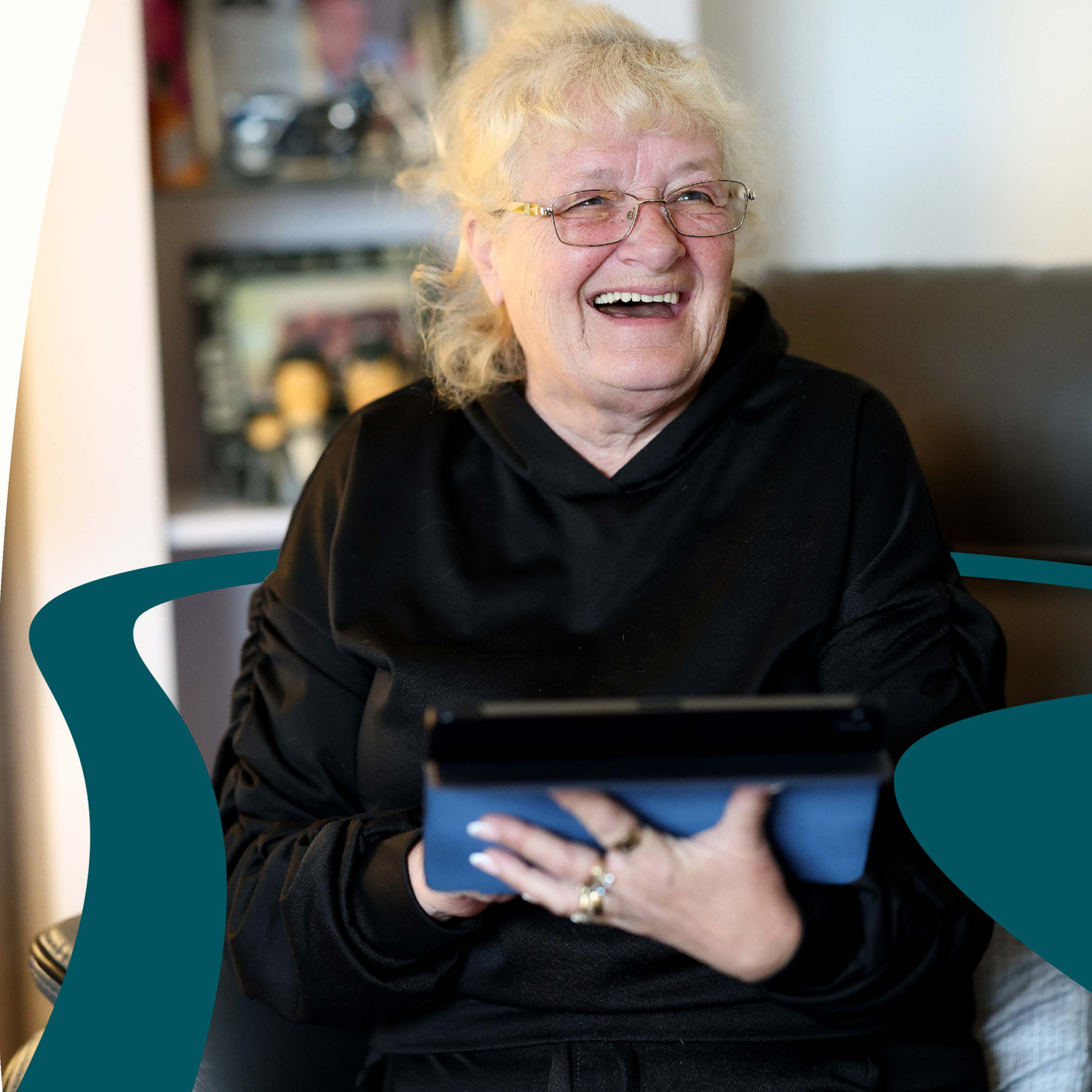 Woman resident with ipad