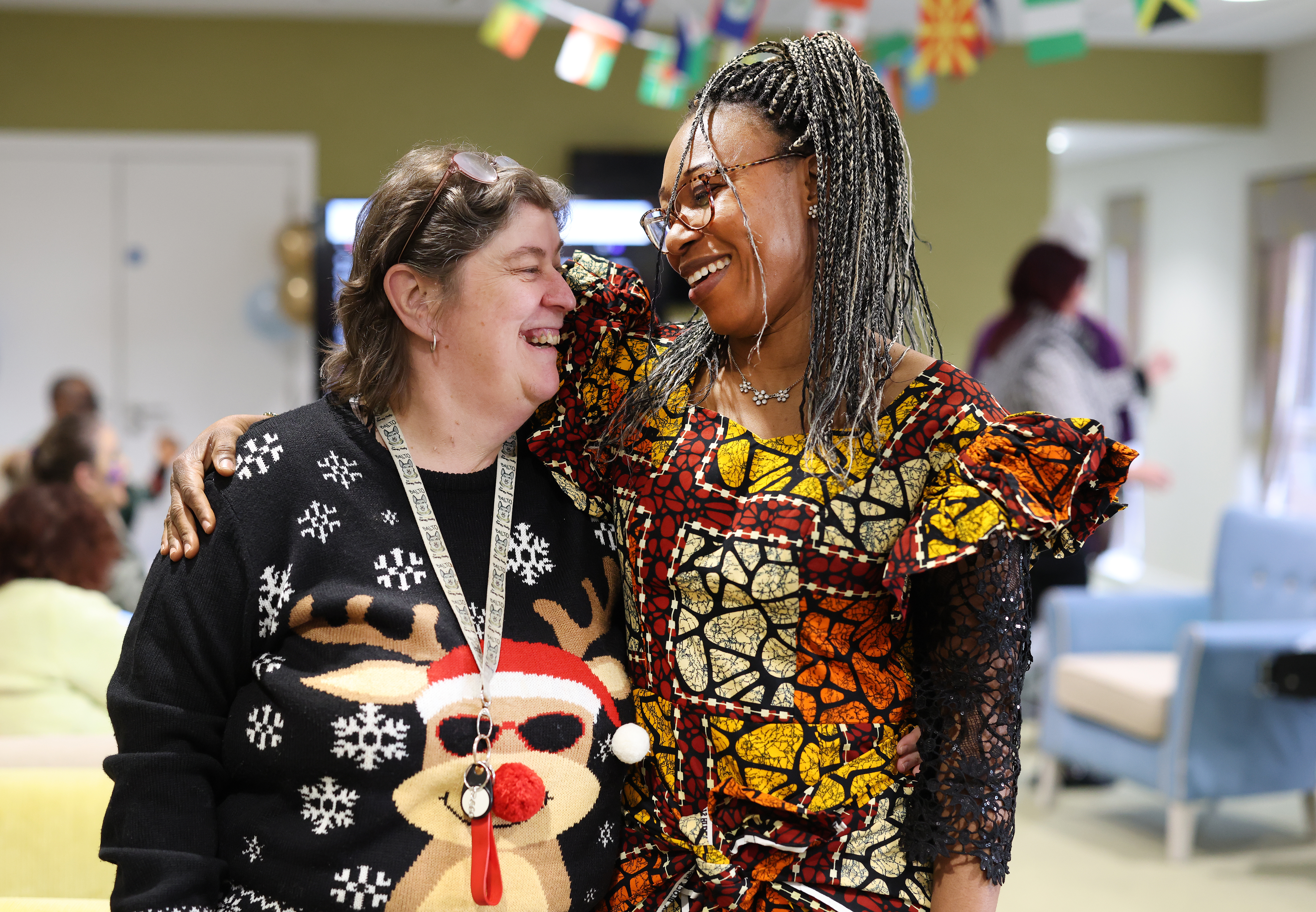 two women laughing
